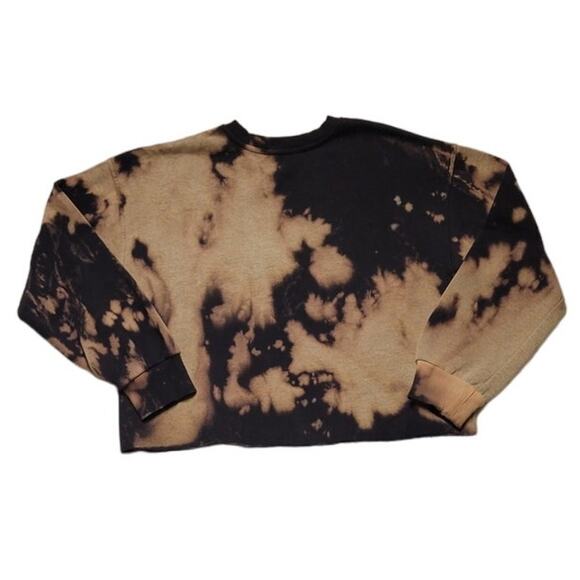 Tie Dye Cropped Nasa Sweatshirt Black & Brown Crew Neck Boxy Retro Fall … - Picture 2 of 6